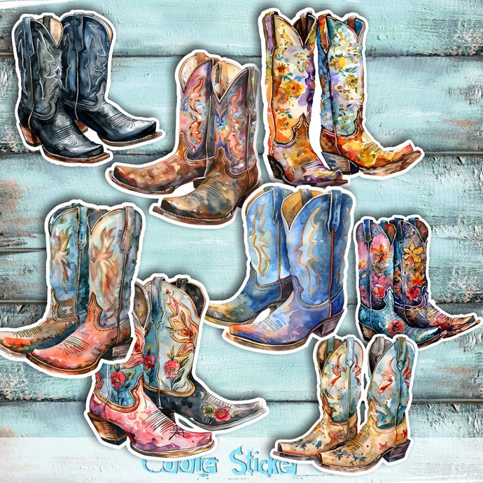 Einzelsticker/Sticker-Set - Cowboy-Stiefel