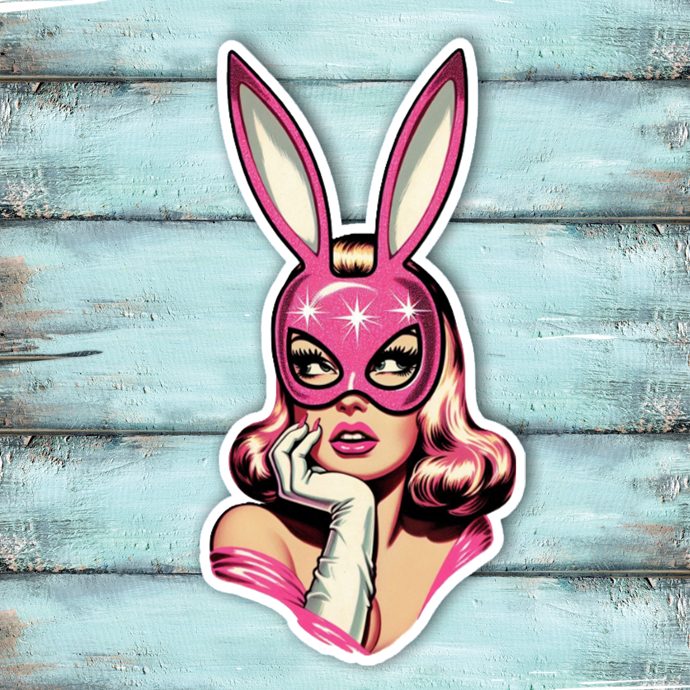 Frau mit Bunny-Maske