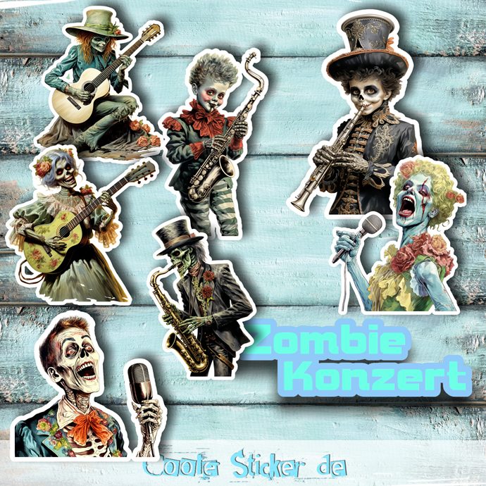 Einzelsticker - Zombie - Konzert - Retro