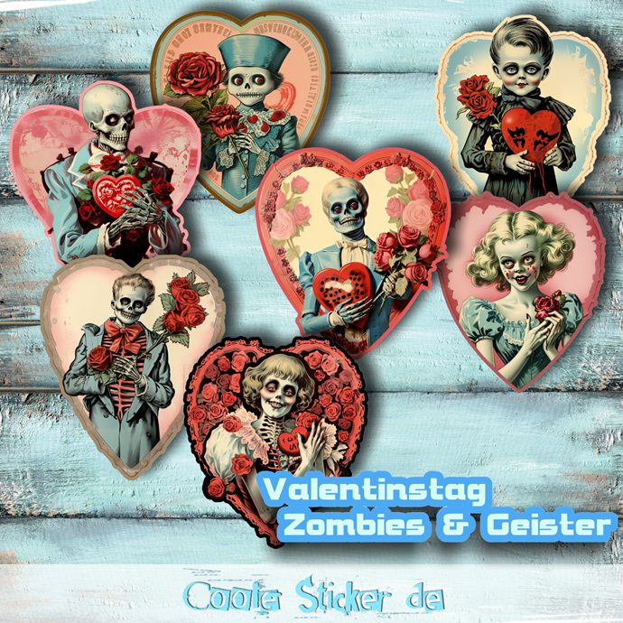 Einzelsticker - Valentinstag - Retro