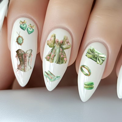 Nailsticker - Viktorianische Mode - Grün