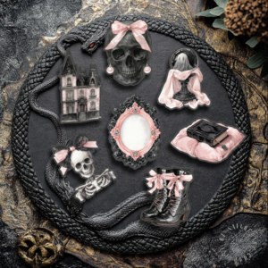sticker set halloween rosa schwarz
